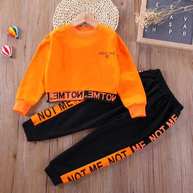 2021 Girls Fashion 2 Piece One Set Long Sleeve Top Pants Teen Girl Stuff Girly Clothes Kids Sweatsuit Sets High Quality Clothing