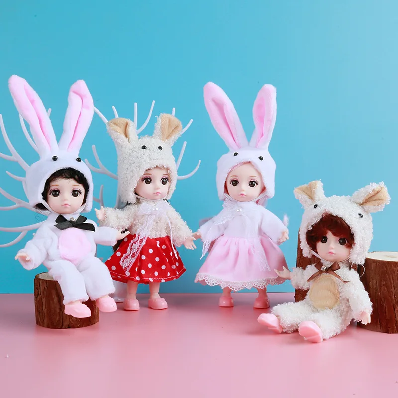 

16cm Doll Clothes Mini Girl Fashion Skirt Cute Bunny Bear Set Dress Up 1/12 BJD Doll Accessories DIY Toy Gift for Girls