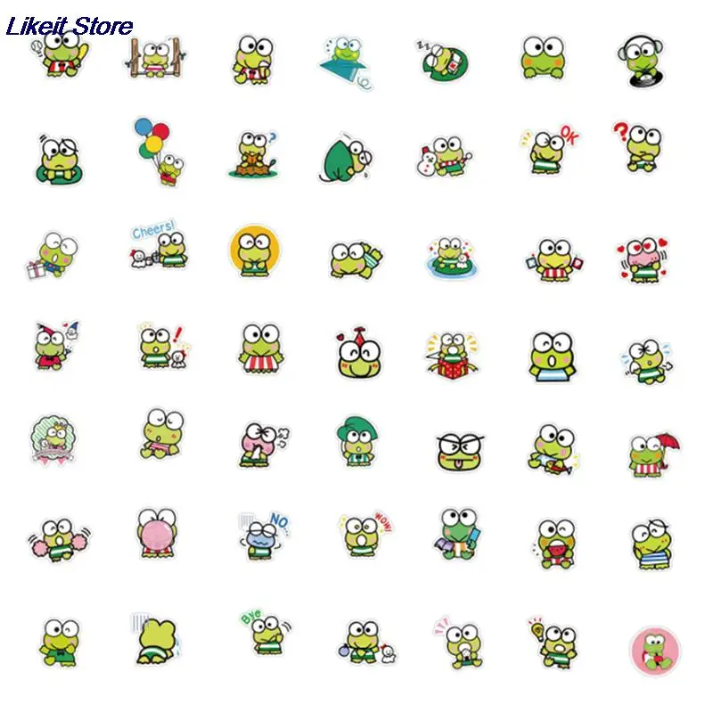 Наклейки Детские из ПВХ водостойкие с большим глазом лягушкой Keroppi 100 шт. | Игрушки