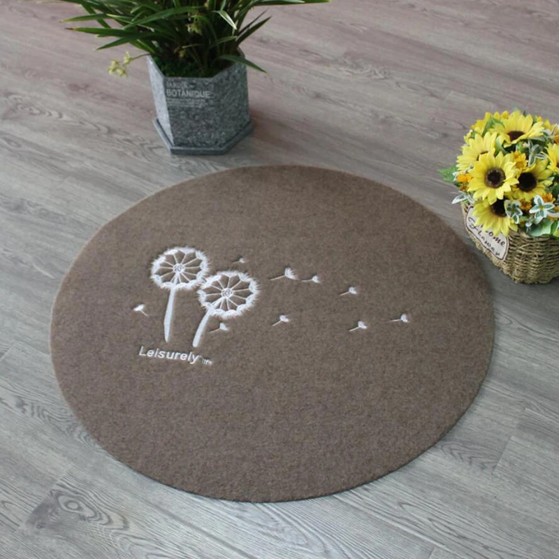 Вышитый дверной коврик нескользящий круглый ковер Придверный напольный для