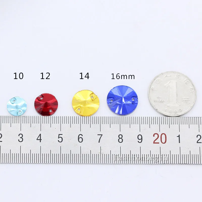 48p 12 мм Ассорти Стекло Камень Круглый Rivoli пришить на плоской подошве с украшением