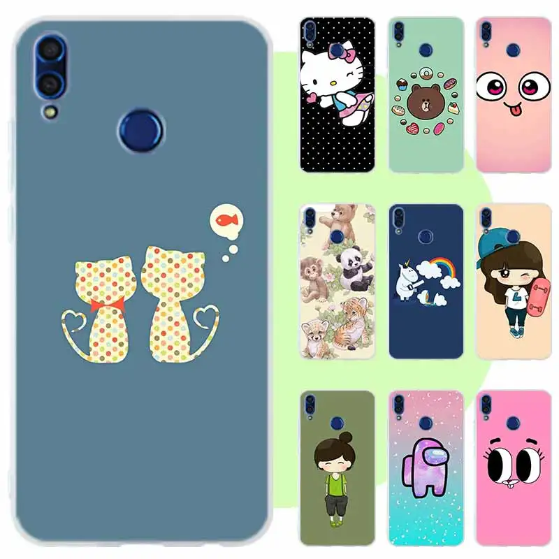 

cute cartoon Soft Silicone Case For Honor 50 30 20 10 9 Lite Pro 30s 10i 8a X8 9a Cover