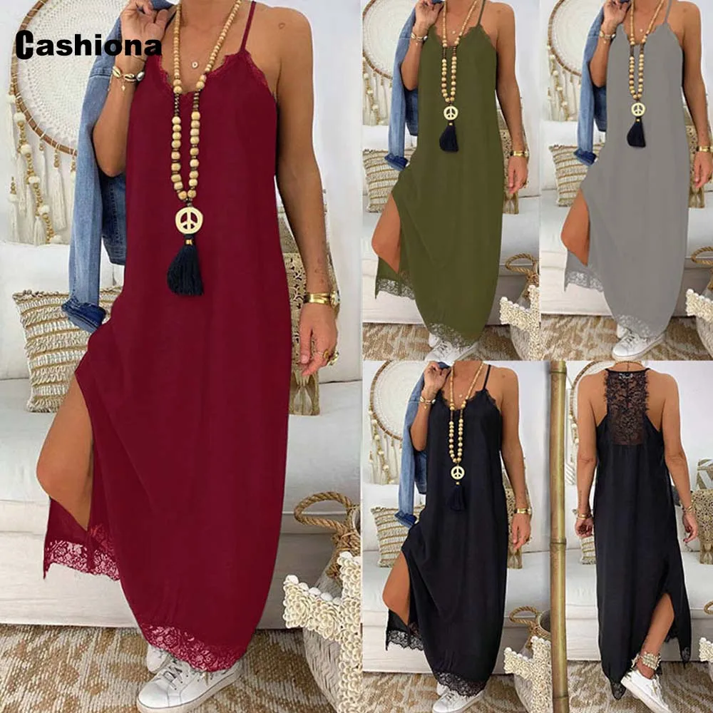 

Aimsnug 2021 Summer Long Maxi Dress Women Sleeveless Fashion Party Dresses Plus Size Femme Vestido Robe Spaghetti Strap Dress