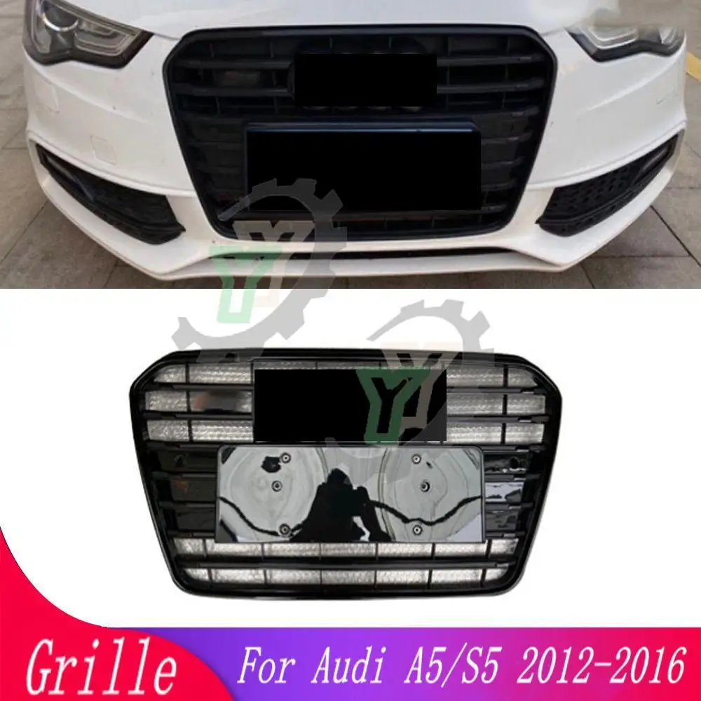 

High quality Gloss Black sport front grille mesh For Audi A5/S5 B8.5 2012 2013 2014 2015 2016 front racing grill (For S5 style)