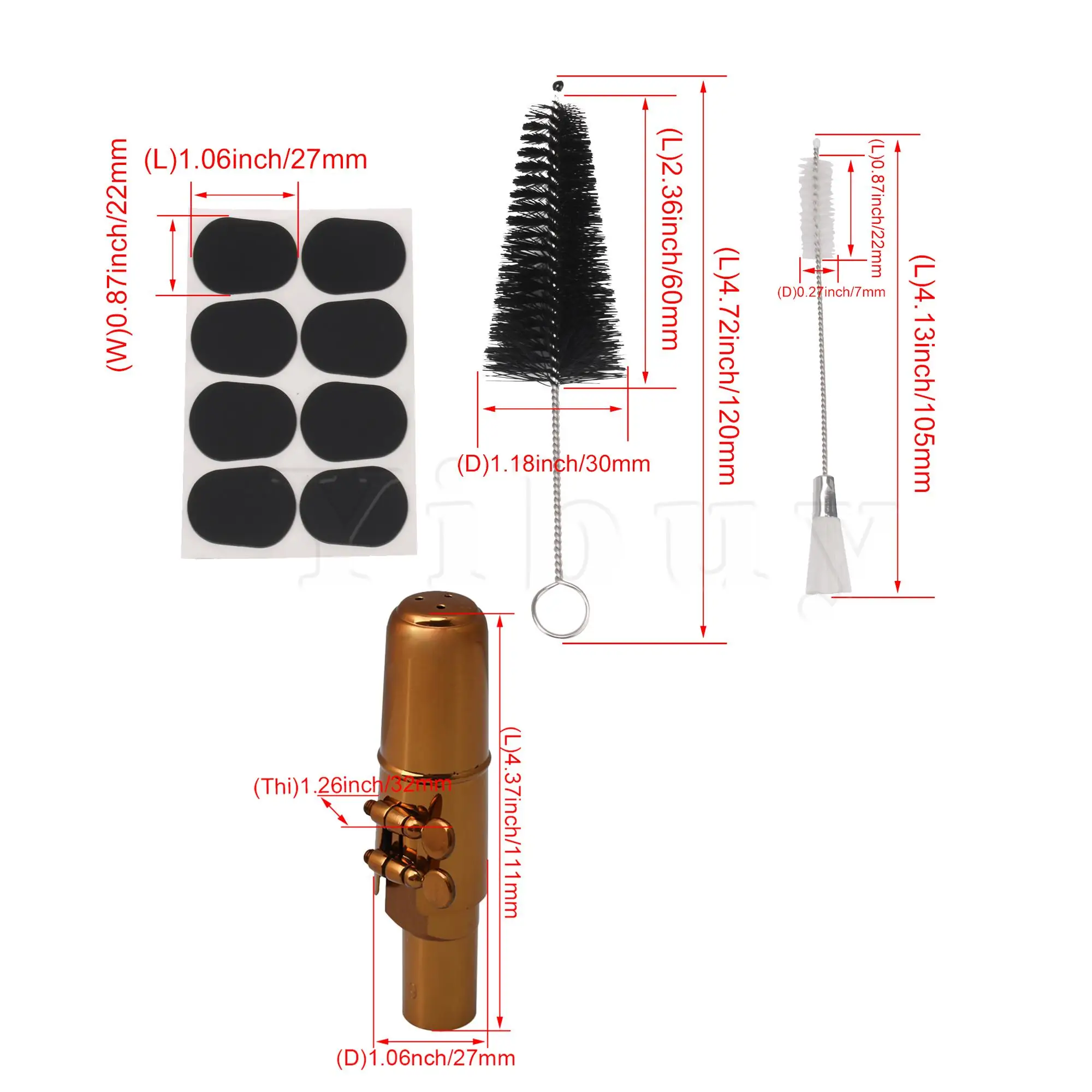 

Yibuy Saxophone Care Tool & Rose Gold 9# B Flat Tenor Saxophone Sax Mouthpiece