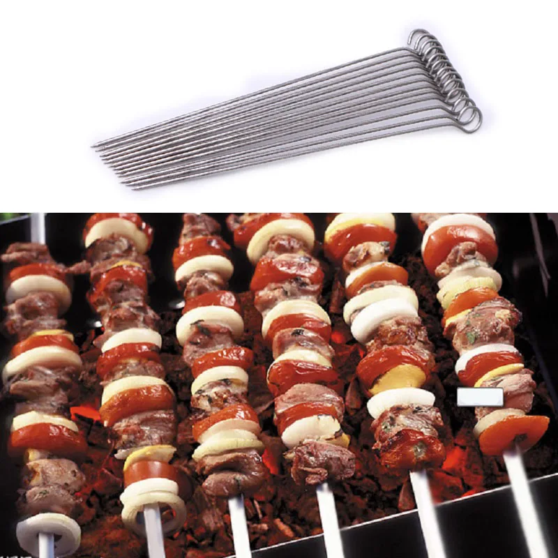 12 шт Барбекю Шашлык Из Нержавеющей Стали игла для барбекю кебаб палка дома