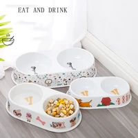 non slip double cat bowl dog bowl feeder pet feeding cat water bowl for cats food dogs feeder product supplies