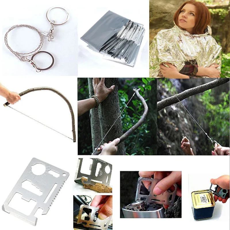 Outdoor Emergency Camping equipment box EDC survival kit self-help SOS for Hiking saw whistle compass tools | Спорт и развлечения