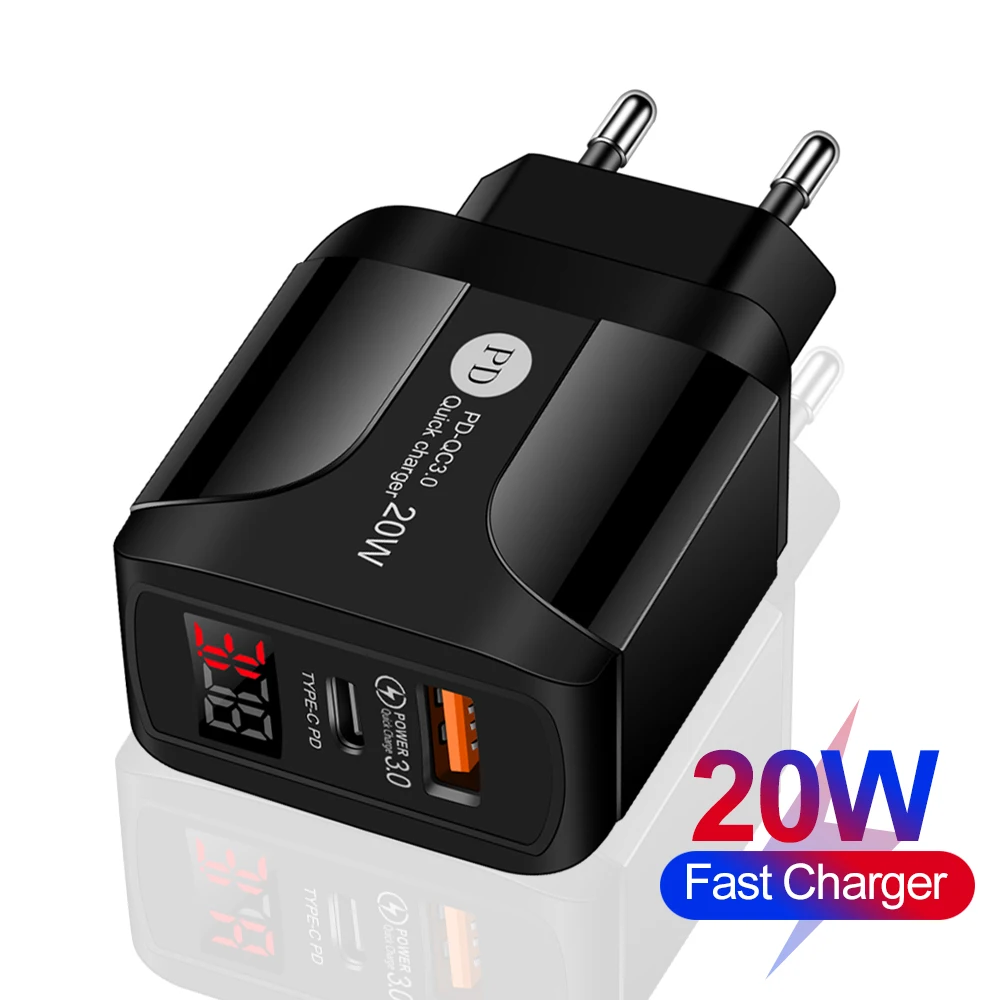 

Quick PD Charger 20W QC3.0 USB Type C Fast Charger Power Adapter For iPhone 12 11 8 Plus Samsung Xiaomi Huawei Phone PD Charger