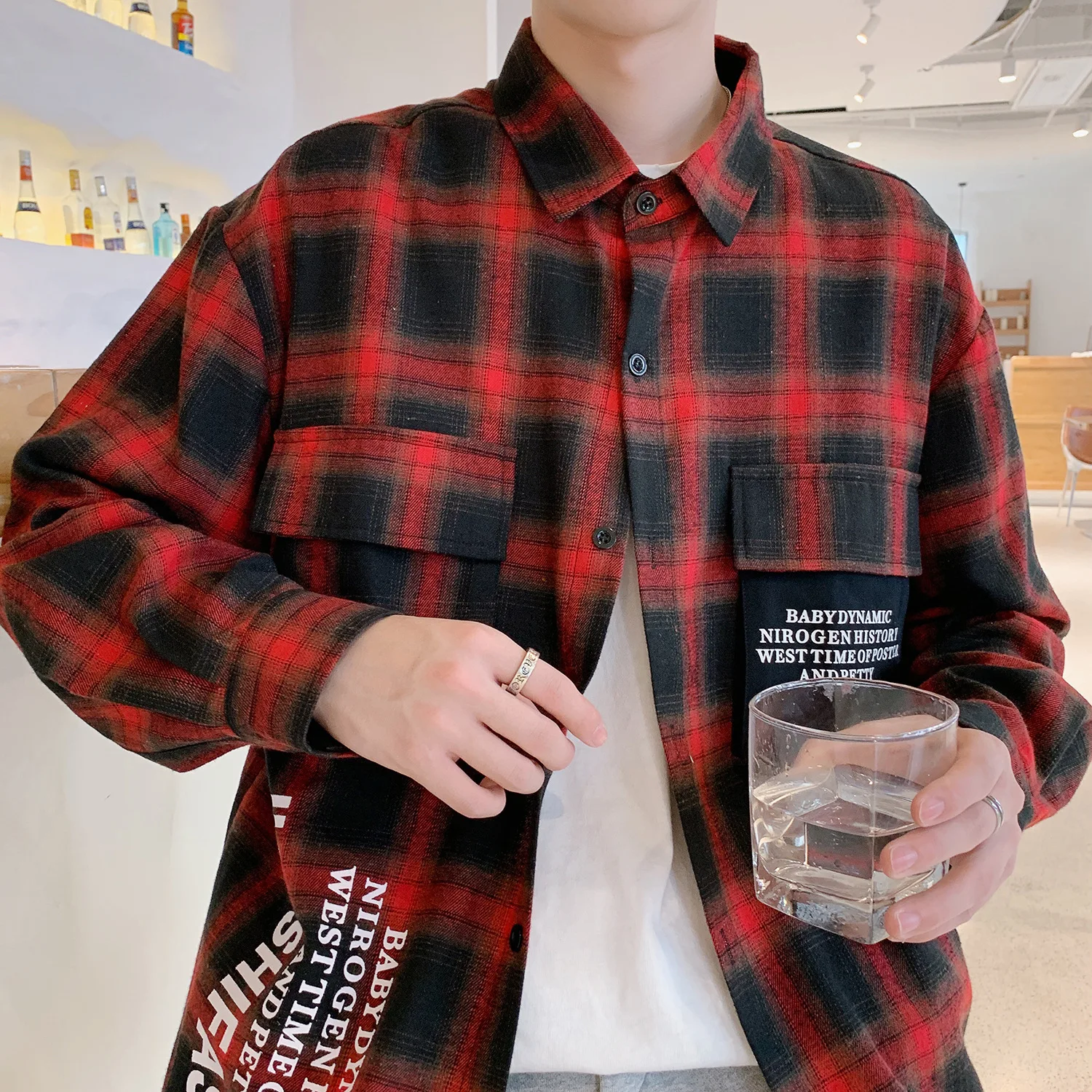 

New Arrival Fashion Large Red Plaid Men Coat Handsome Casual Shirts Single Breasted Plus Size M L XL 2XL 3XL 4XL 5XL