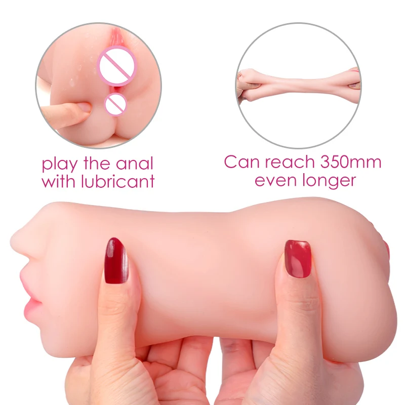 Три отверстия Вагина рот и длинные большой мужской игрушка для мастурбации секс