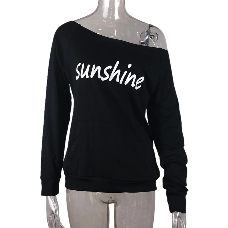 

Autumn Winter Womens Letters Sunshine Print Long Sleeve Sweatshirts Ladies Casual Loose Pullover Jumper Tops 2XL Clothes