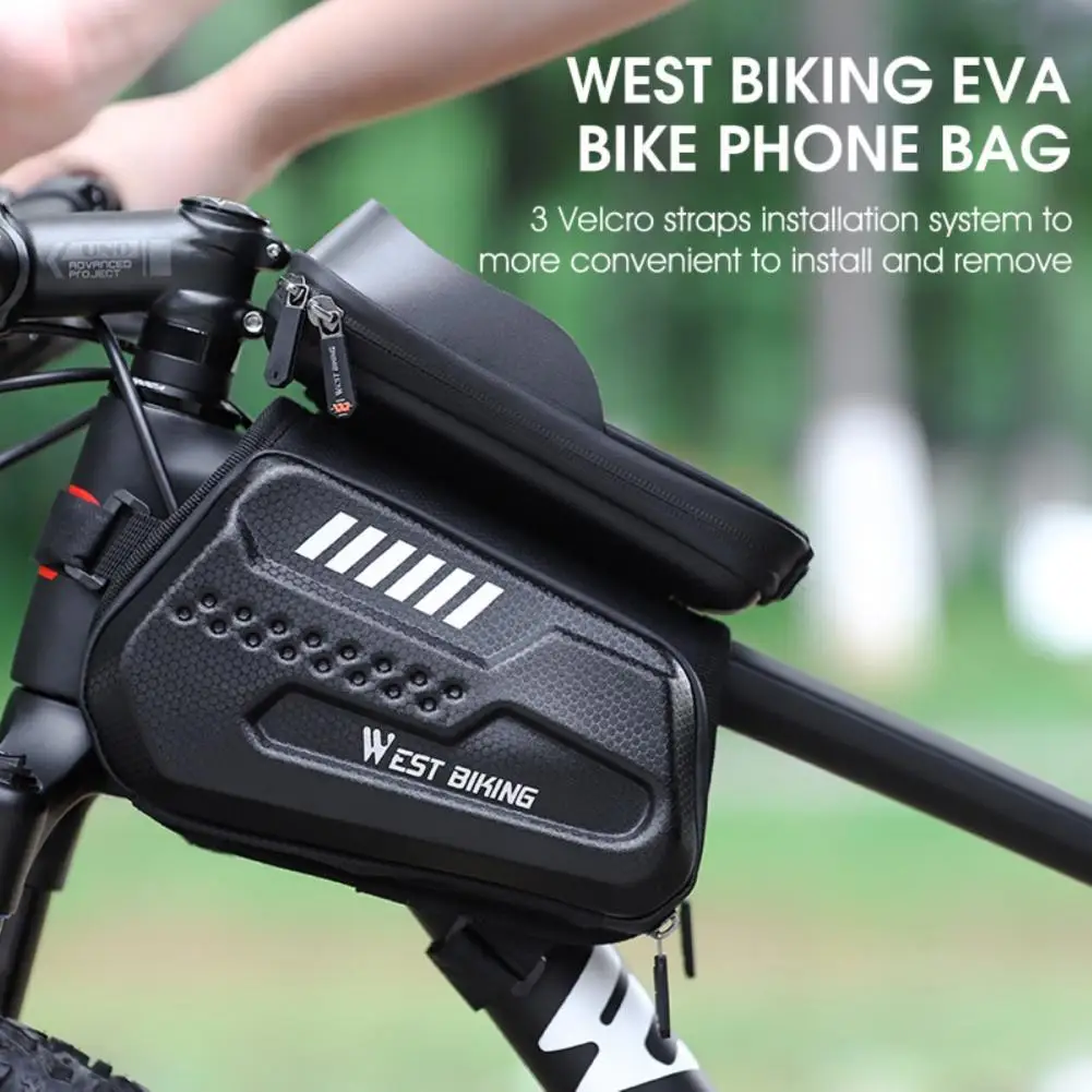 

with Headphone Hole Practical Touchscreen Phone Case Bicycle Bag Black Bike Frame Bag Wear-resistant for Bike