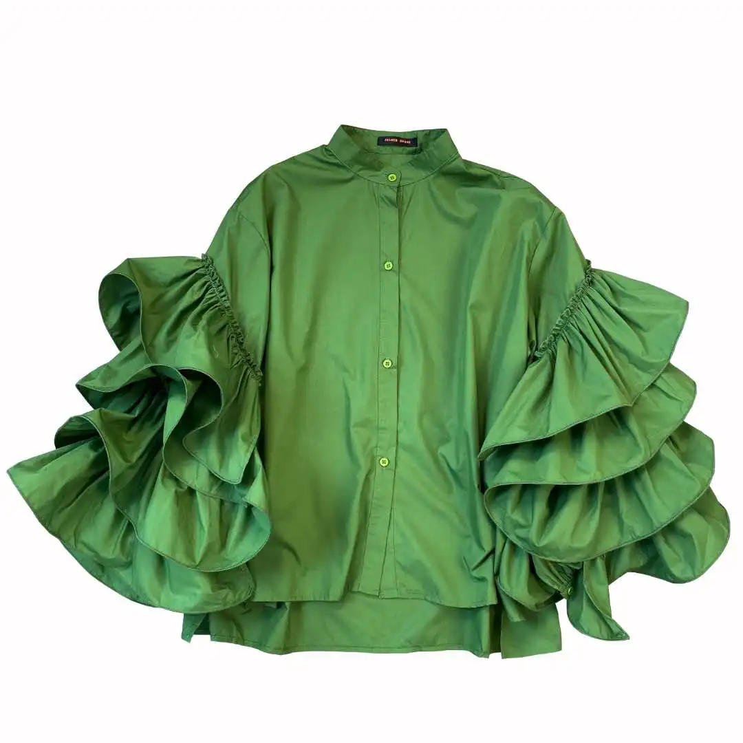 Рубашка женская трехмерная кружевная с круглым вырезом и длинным рукавом |