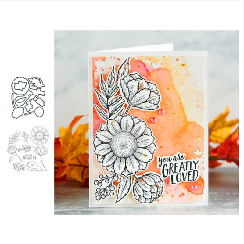 

Large FLOWERS Metal Cutting Dies and Rubber Stamps Scrapbooking Paper Craft Handmade Card Album Punch Art Cutter 2020 New Dies