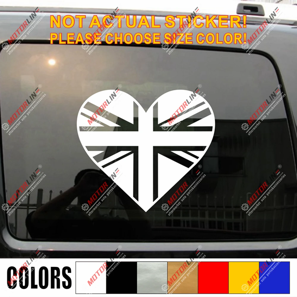 

Love Heart UK Flag Union Jack British Decal Sticker Car Vinyl pick size color