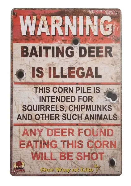 

Warning Baiting Deer Is Illegal Metal Tin Sign, Tin Signs Vintage Coffee Wall Coffee Bar Decor