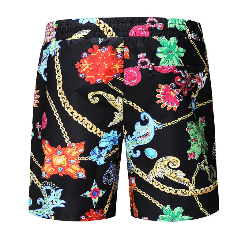 

High New Novelty 2021 Men Comfortable Chain flower classic Striped Skateboard Street Cotton Casual Shorts Kanye #GG23