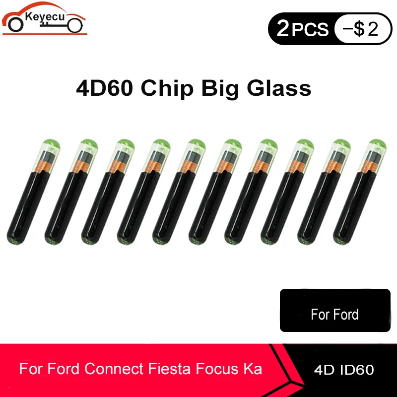 

KEYECU 10 PCS/LOT Aftermarket 4D60 ID60 Glass Big Transponder Chip for Ford Focus Connect Fiesta Ka Mondeo
