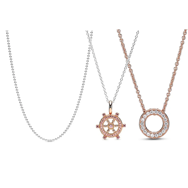 

Fall 2020 New High-quality Original 1:1s925 Bright Polished Ball Rose Rudder Helmet Female Exquisite Jewelry Necklace