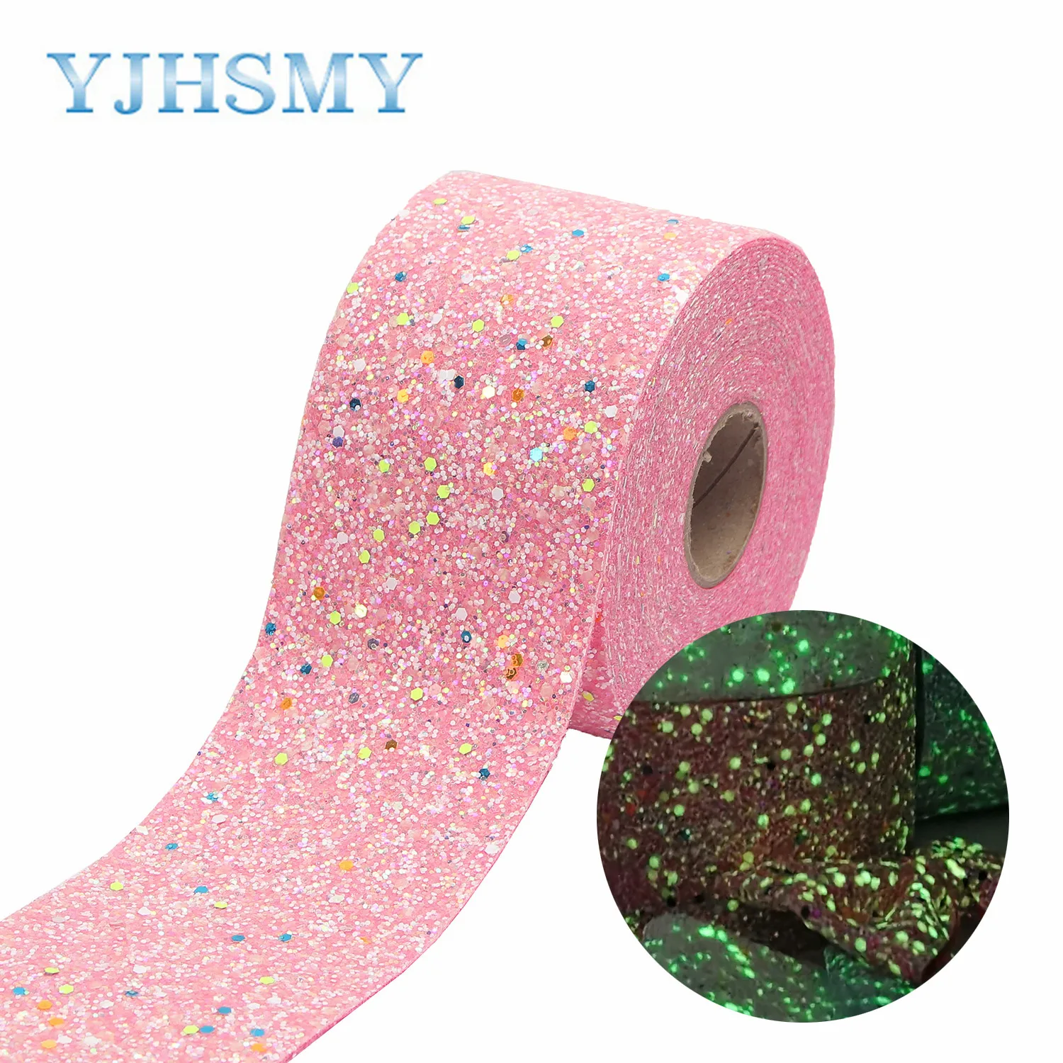 YJHSMY 197301 75mm New Fluorescence Color glitter thick ribbon Blingbling 2 yards DIY handmade Headwear gift package materials | Дом и сад