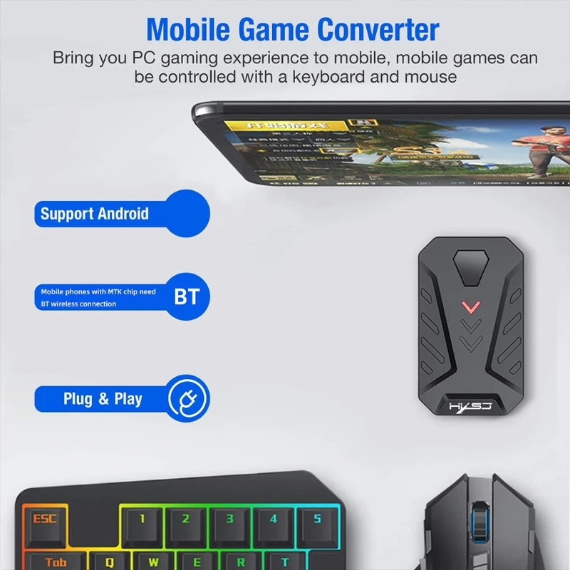 

C1FB Mobile Controller Gaming Keyboard Mouse Converter PUBG Mobile Controller Gamepad Support Wrist Rest USB Wired for Gaming