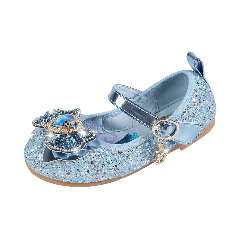 

Disney children shoes Frozen Aisha spring and autumn 4Y-12Y new princess girl show soft sole crystal sequin sandals for kids