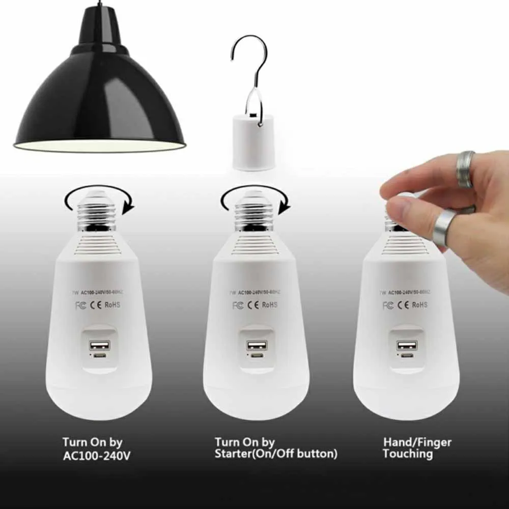 

Rechargeable Bulb E27 Emergency Bulb Tent Light Hanging Lamp Multifunctional Lamp For Bedroom Dormitory Study E27 Emergency Bulb