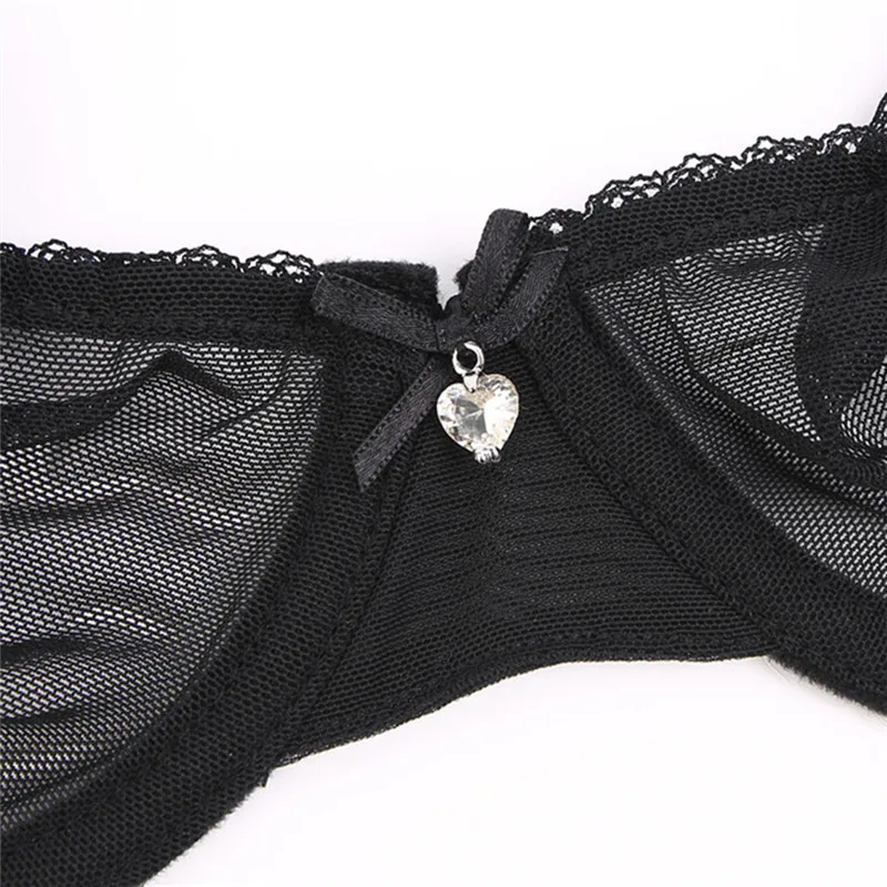 

Underwear Ultra-Thin Transparent Mesh Bra Set plus Transparent Sexy T-Shaped Panties 3-Piece Set