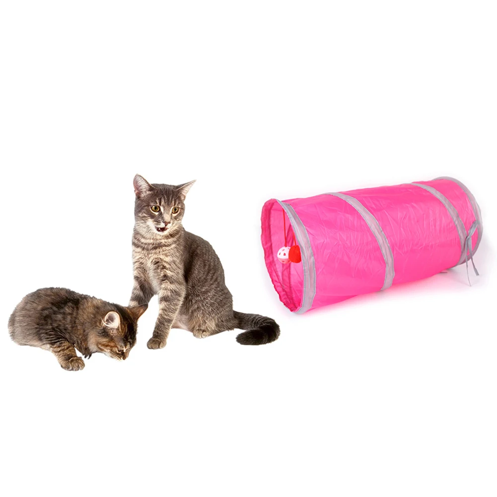 Забавный туннель для кошек и котят с 2 отверстиями складная трубка мячей