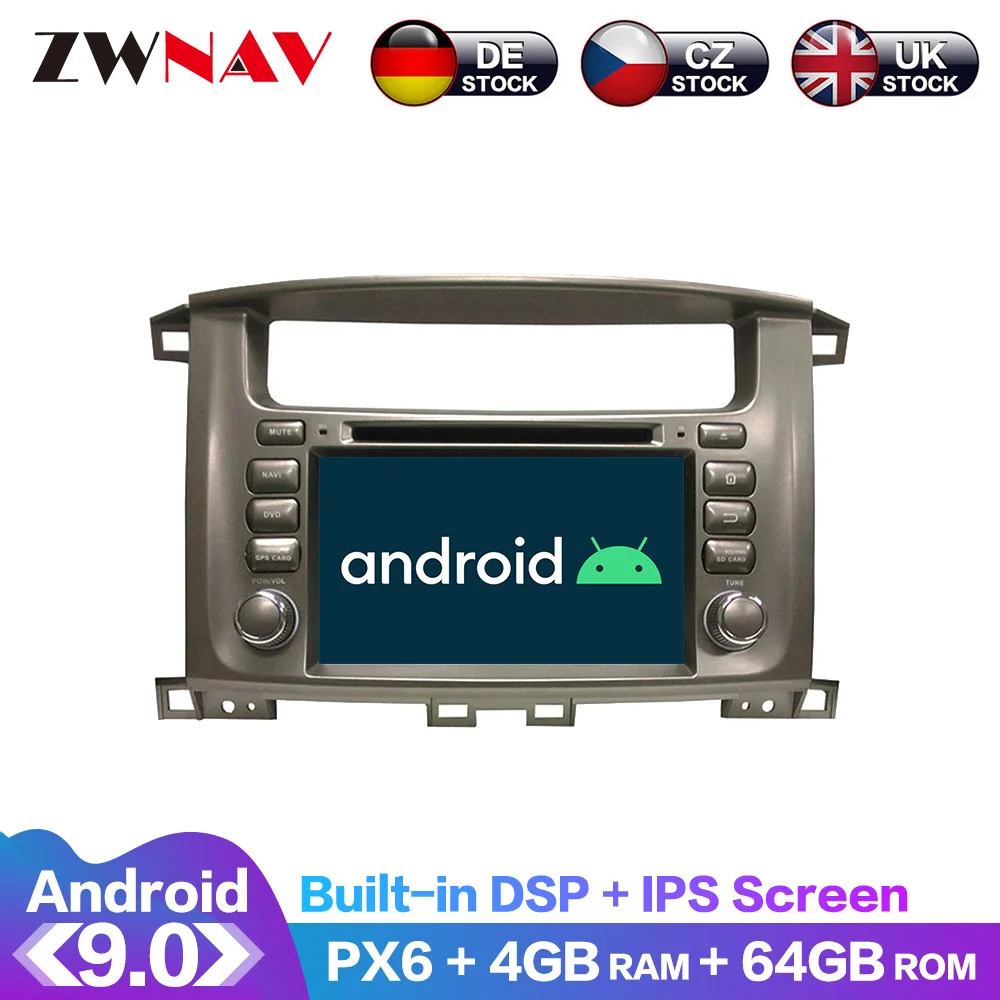 Android 10 IPS экран PX6 DSP для TOYOTA LAND CRUISER 100 1998 1999-2007 автомобильный DVD-плеер GPS