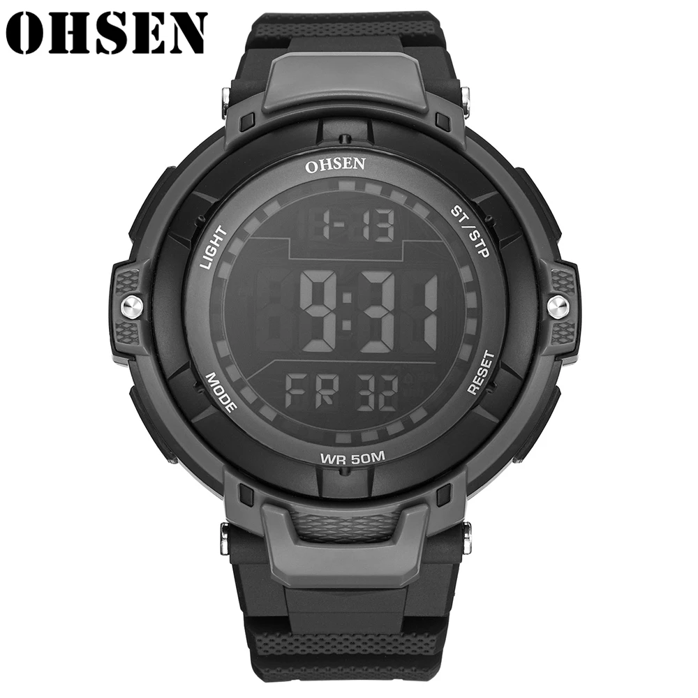 

Часы OHSEN мужские электронные, водонепроницаемые спортивные многофункциональные цифровые в стиле милитари