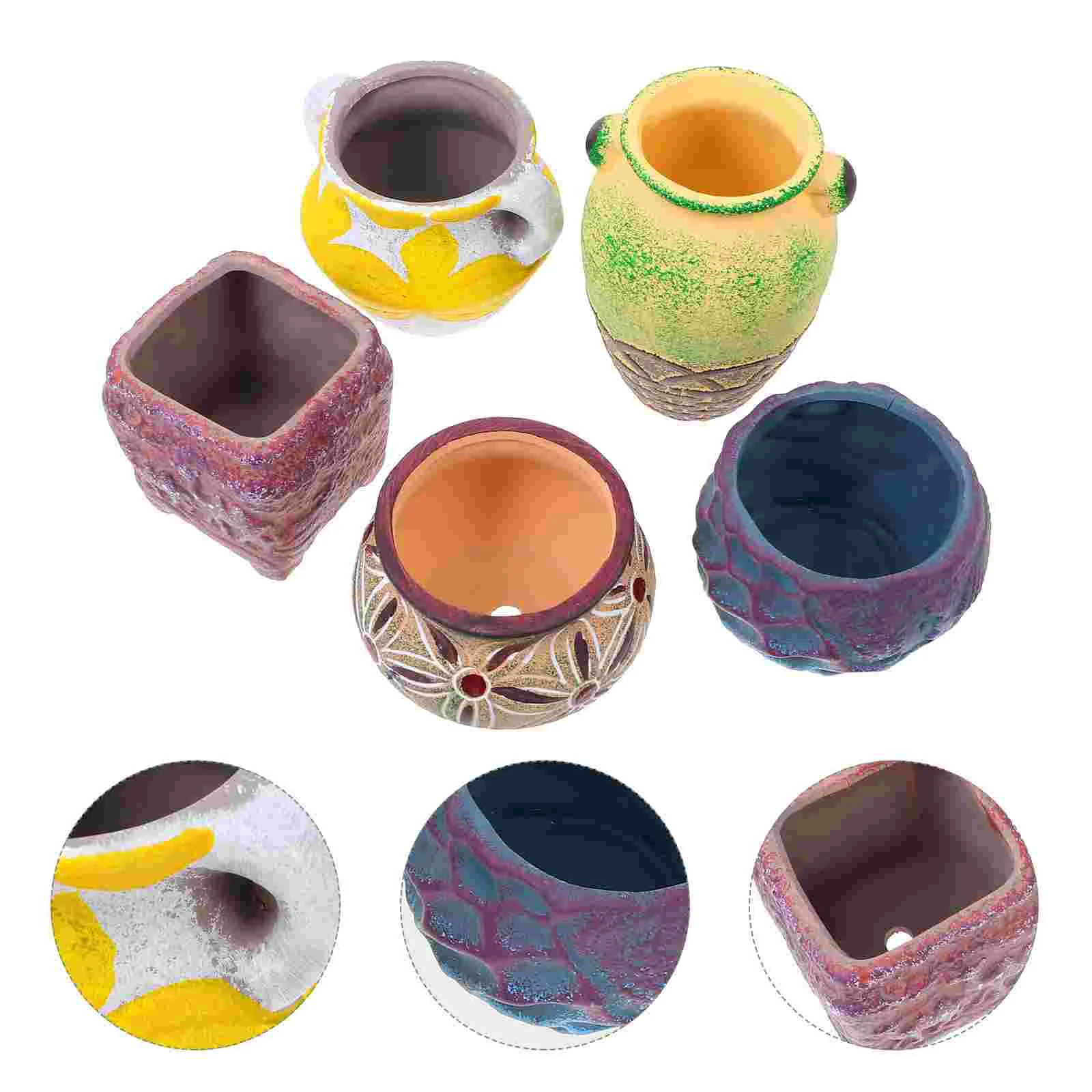 

5pcs Creative Succulent Plant Flowerpot Ceramic Flowerpot Household Bonsai Pot