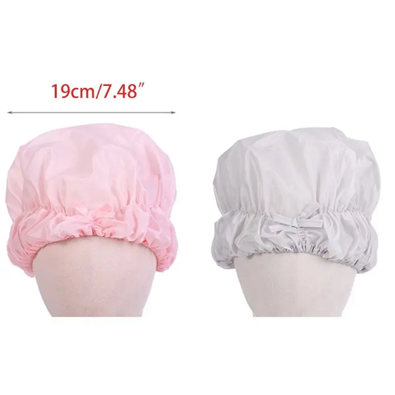 

Y1UF Women Thicknened Waterproof Shower Kitchen Anti-Smoking SPA Long Hair Protection Cover Solid Color Reusable Elastic Hat