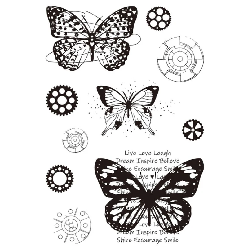 Eno открытка прозрачная печать бабочка фон штампы Шестерня для скрапбукинга