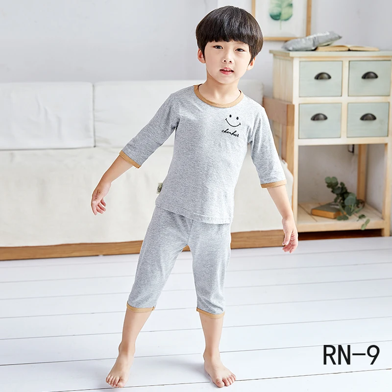 Летние хлопковые пижамы для детей 2020 детские с рукавом три четверти повседневный
