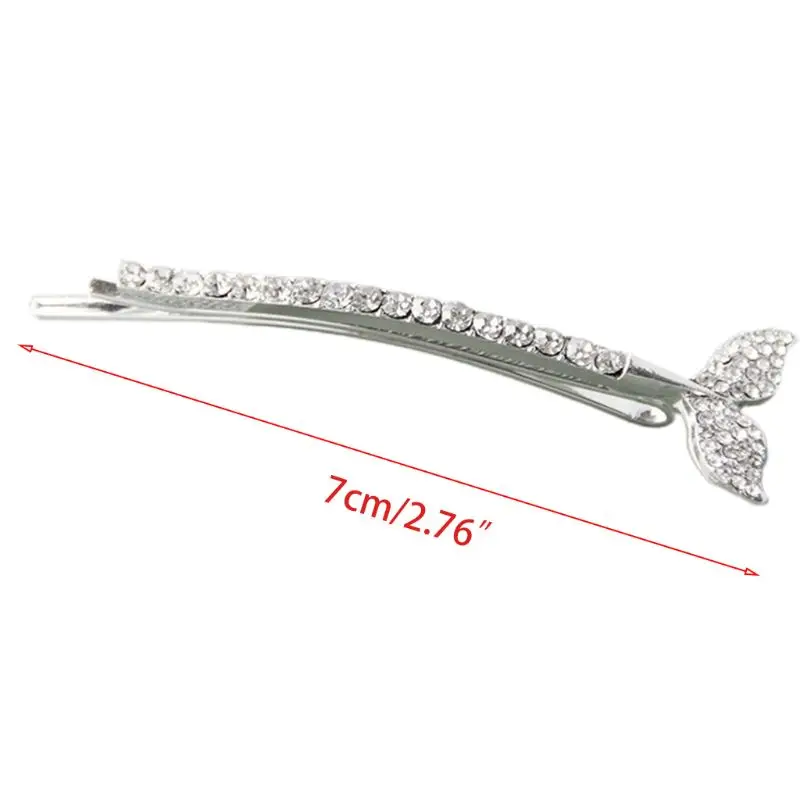 

2Pcs/Set Ladies Side Bangs Jewelry Bobby Pins Rhinestone Fishtail Romantic Hair Clips Barrettes Wedding Party Decorative Metal H