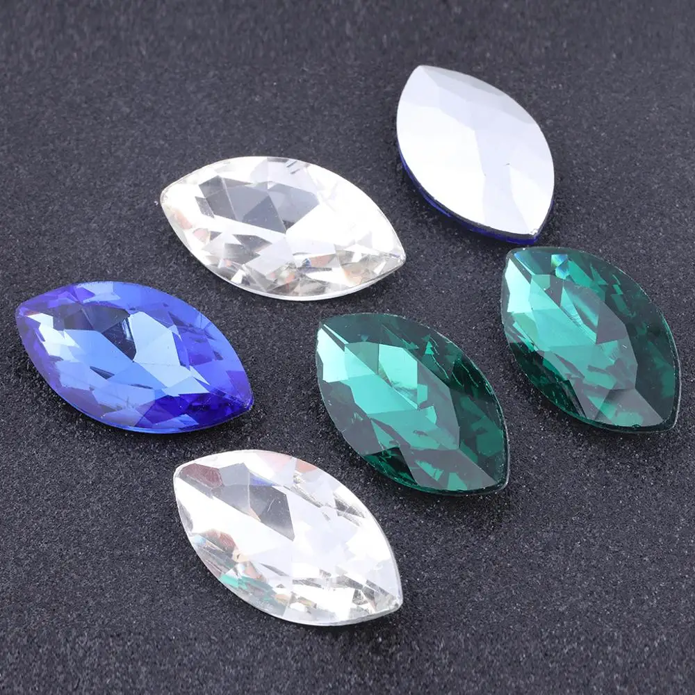 Принадлежности для изготовления ювелирных изделий Navette стеклянный лошадиный глаз, бусины со стразами сделай сам, 70 шт., 15x32 мм