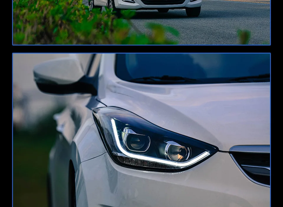 AKD автомобильный Стайлинг для фары для автомобиля Hyundai Elantra Elantra MD светодиодный фонарь DRL Q5 Bi Xenon объектив Высокий Низкий луч парковка противотуманная фара