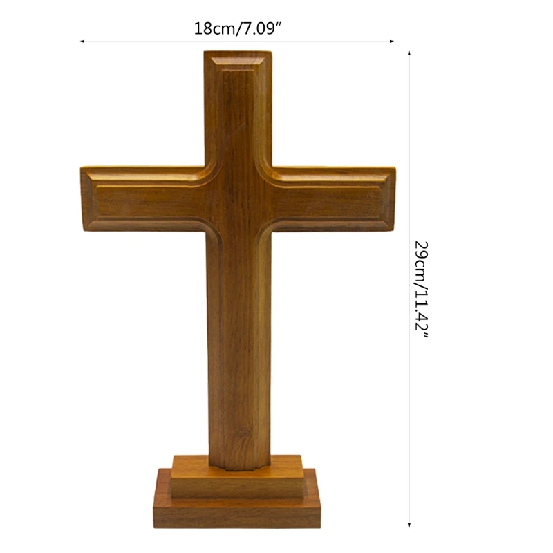 Cruz de pie de madera para decoraci&oacute;n, Cruz de Altar con soporte, mesa de doble cara, regalo-5