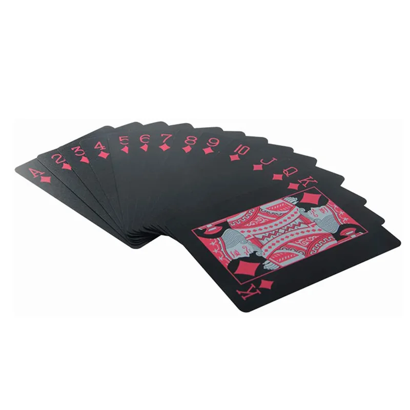 

54Pcs/Set Black Poker Board Game Waterproof PVC Playing Card Playing Cards Collection Poker Classic Table Game Solitaire Tools