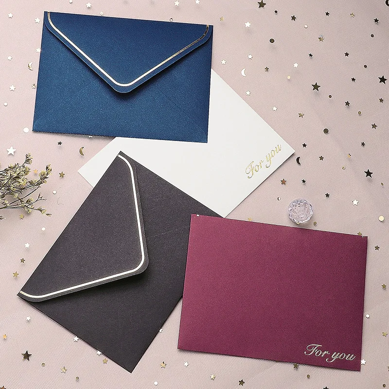 

Retro 4colors Bronzing Blessings Simple Greeting Card Matching Envelopes Message Cards Birthday Wishes Matching Envelopes