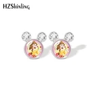 Серьги-гвоздики в виде колокольчика и принцессы из мультфильма Красавица и Чудовище