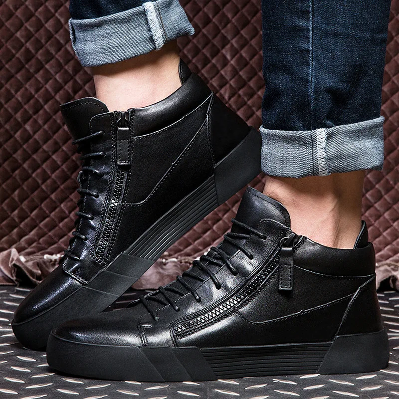 spesifikasi Sepatu Bot Pria Bagus Sepatu Musim Dingin Pria Mewah Hangat Sepatu Bot Salju Pria Mode Sepatu Bot Pergelangan Kaki Pria Ritsleting Sepatu Bot Pria Katun Hitam Di Dalam Sepatu Kol9