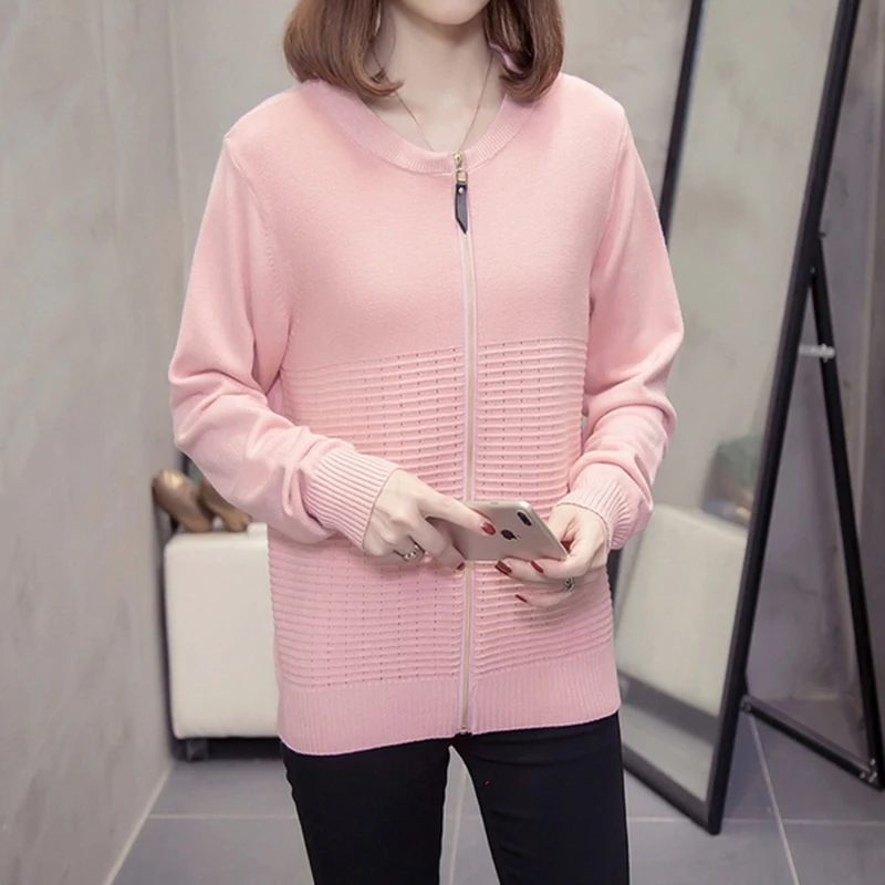 Кардиган женский хлопковый вязаный в рубчик с длинным рукавом красный розовый