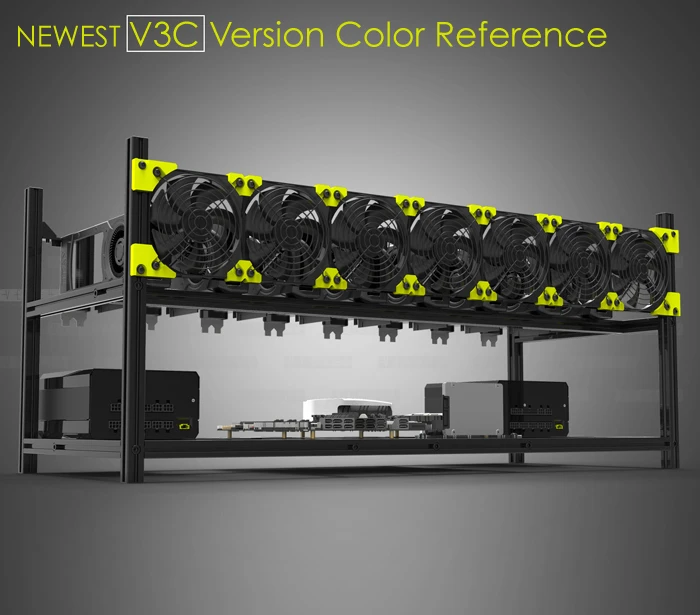 Новинка 8GPU Штабелируемый Алюминиевый 6 GPU открытая рамка для майнинга чехол