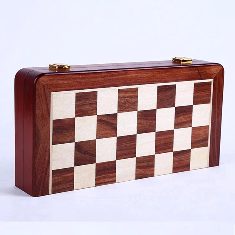 

High-end Retro Alloy Chess Pieces Wooden Folding Chessboard Chess Game Set King 6.5cm Best gift for Leaders Friends Family Gift