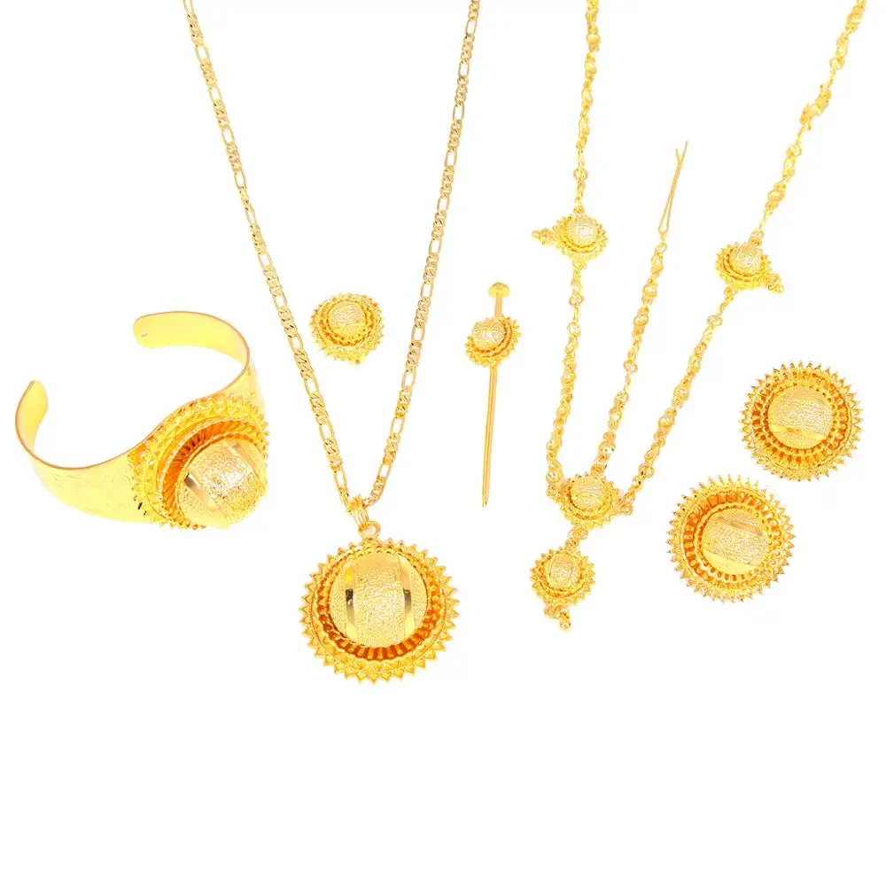 Ethiopian Jewelry Set Silver Color Pendant Chain Earrings Ring Bangle Habesha Wedding Eritrea Party | Украшения и аксессуары