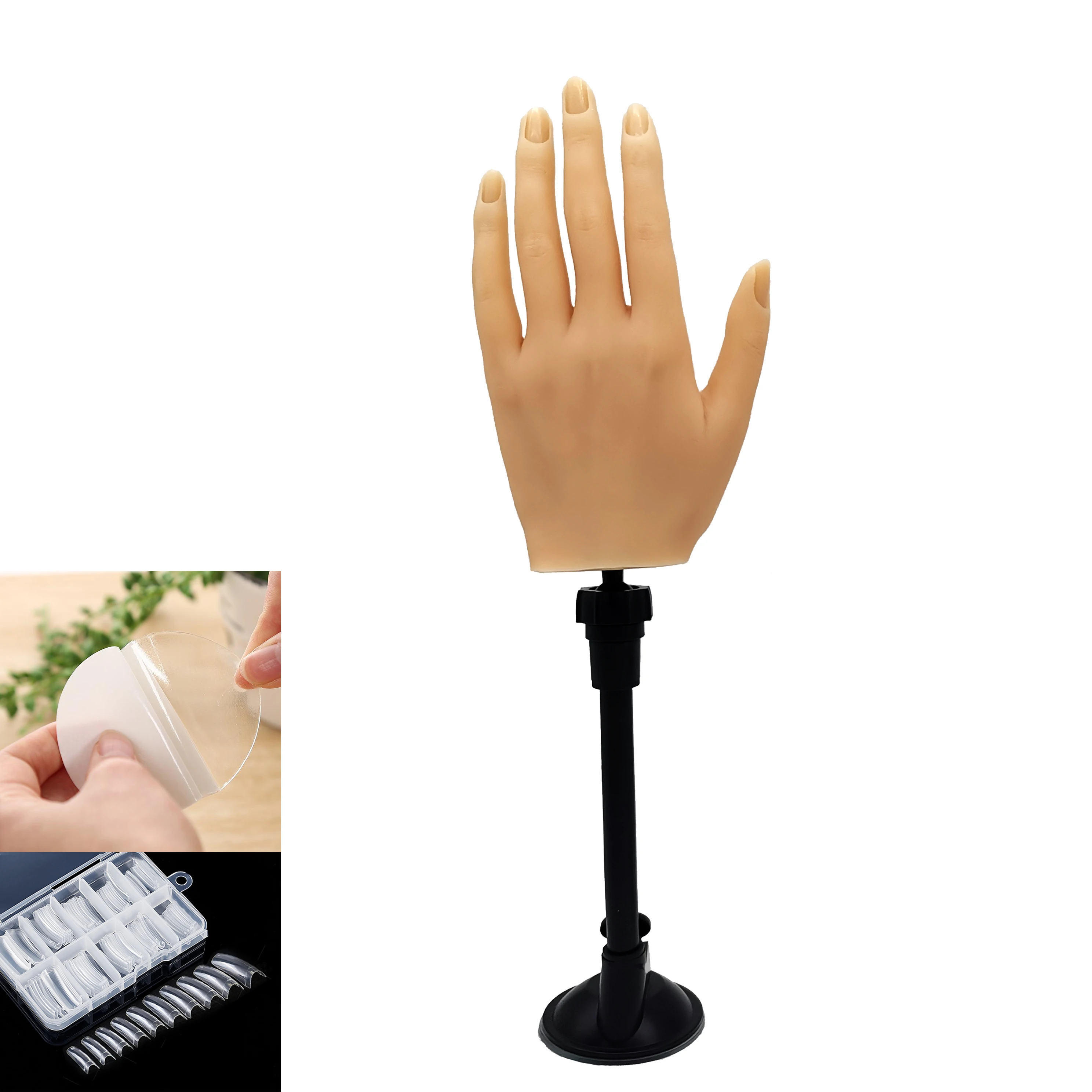 Manicure nail practice hand with joints and flexible bracket silicone prosthetic hand model manicure silicone hand