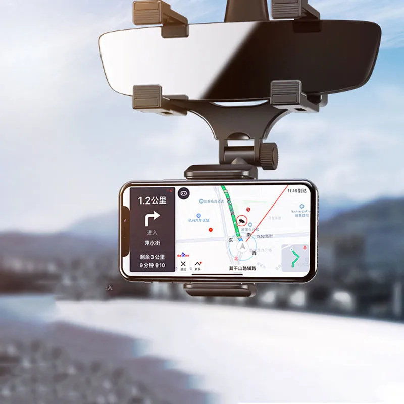 

Adjustable Car Rearview Mirror Mount Phone Holder GPS Stand Universal Navigate Support Automobile Data Recorder Bracket Stand